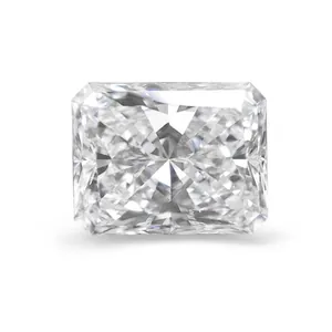 Pierre de Moissanite taille radiant, couleur GH, haute clarté avec un feu brillant