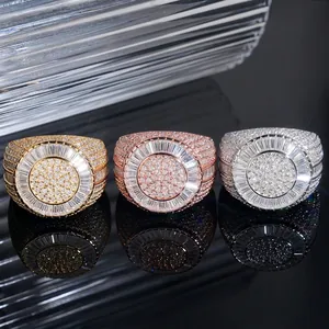 Anillo de Plata de Ley S925 Color D VVS Moissanita Hip Hop Iced Out Anillo de Banda Redonda para Hombre Mujer Joyería Certificada GRA