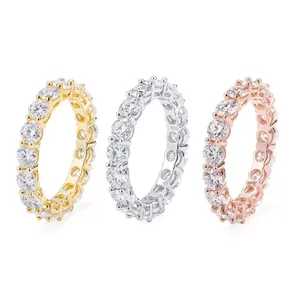 Anelli eternity in argento 925 con moissanite da 4.0 mm in oro argento e rosa