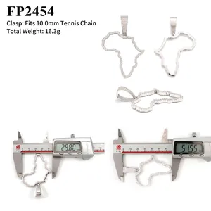 925 silver moissanite Africa map pendant necklace shown with measurements
