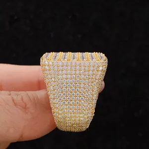S925 Sterling Silver Square Moissanite Ring For Men Women Hiphop Iced Out Bling Band With GRA Certificate Jewelry Gift