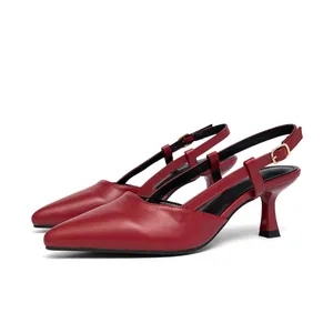 Scarpe con Tacco Slingback a Punta Donna 2026 Estate Minimalista Sandali con Tacco a Spillo in Pelle PU Scarpe Pendolare