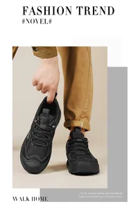 Chaussures de travail noires robustes pour hommes avec semelle en caoutchouc