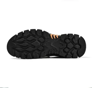 Close-up of the durable non-slip rubber outsole of a men's outdoor casual work shoe