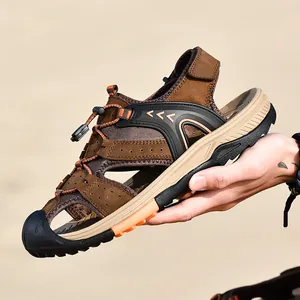 Men's outdoor summer beach sandals featuring closed-toe anti-collision and non-slip soles