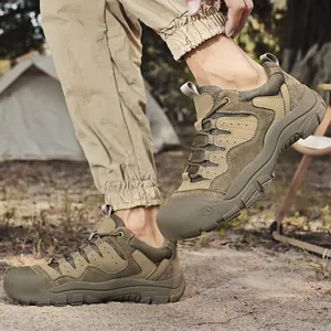 Langlebige Herren-Wanderschuhe in Khaki mit rutschfester Weichsohle und Zehenschutzkappe
