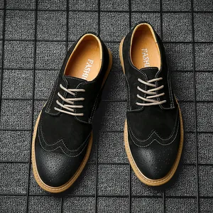 Close-up of black suede wingtip brogue shoes highlighting classic perforated details.