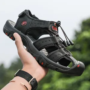 Men's closed-toe outdoor sports sandals with quick-lace system and durable rubber sole.
