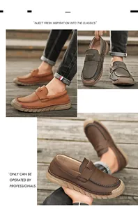 Detailed collage of men's handmade leather loafers in tan, brown, and grey colors