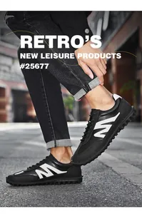 Detailansicht der Retro-Freizeitsneaker für Herren im klassischen Schwarz-Weiß-Design