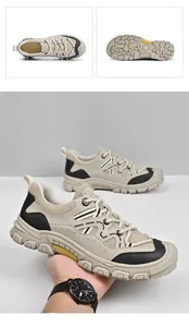 Atmungsaktive Herren-Wanderschuhe aus Mesh in Beige mit rutschfester Sohle
