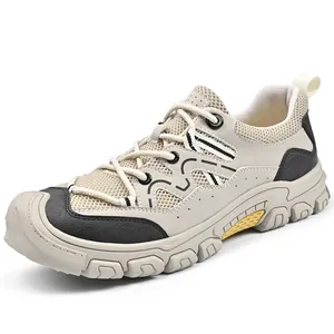 Herren-Wanderschuhe mit atmungsaktivem Mesh und rutschfester Sohle in Beige und Schwarz