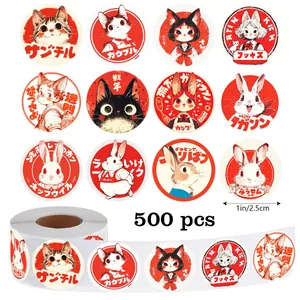 Retro Manga Postzegels Stickers Rol Cartoon Kat Konijn Scrapbooking Etiketten Enveloppe Wenskaarten Cadeau DIY Afdichting Stickers