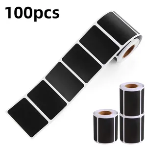 Rollo de 100 etiquetas de pizarra negra cuadradas removibles para tarros cocina