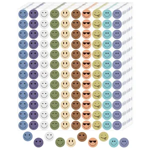 Close-up of 1cm colorful smiley face reward stickers for children and teachers