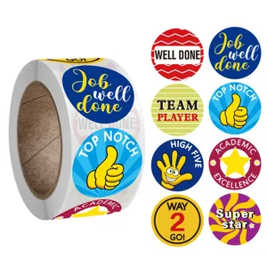 Rouleau d'Autocollants de Récompense pour Enfants Étiquettes de Motivation Rondes pour Enseignants Étudiants Salle de Classe Papeterie Scolaire Cadeau