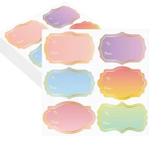 Palace Style Hot Stamping Gift Label Stickers Gradient Color Writable Name Tags For Holiday Wedding Wrapping Decoration