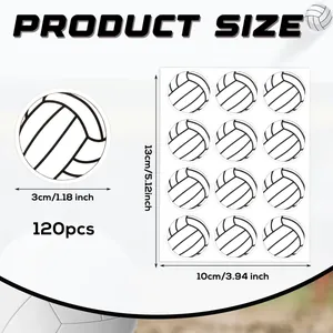 Detailed dimensions of 120pcs volleyball theme self-adhesive stickers 3cm in diameter