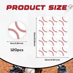 Professional size guide for 120 count baseball stickers with 1.18 inch diameter