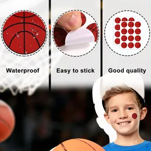 Close-up detail of waterproof basketball stickers for sports themed party decorations