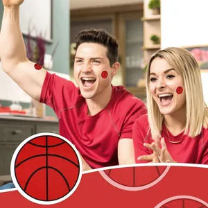Red basketball stickers applied on skin for sports fan party decorations and gifts