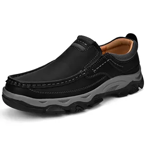 Schwarze Herren Loafer in Übergröße 50 für Outdoor mit einer rutschfesten Sohle