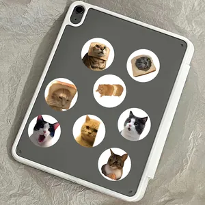 Vista dettagliata di adesivi meme gatto divertenti per decorazione tablet e regali