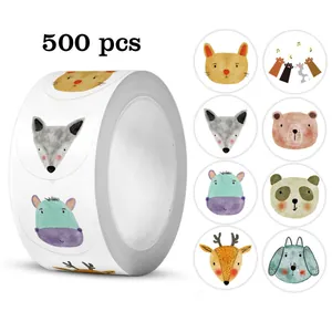 Cartoon Animal Reward Stickers 500 Pcs Per Roll 1 Inch Round Incentive Labels For Kids Students Teachers Classroom Supplies