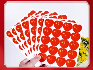 Herzförmige China-Flaggen-Gesichtsaufkleber für Nationalfeiertage und Sportevents