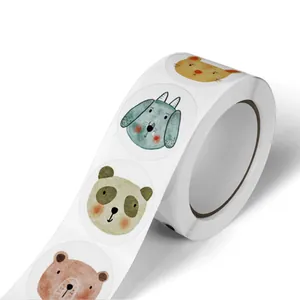 Watercolor cartoon animal reward stickers roll for kids' stationery and decoration