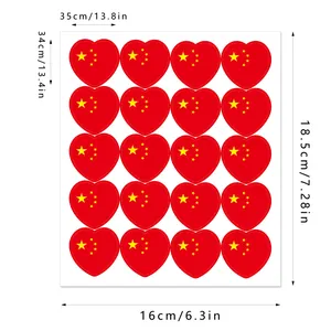 Set herzförmiger China-Flaggen-Aufkleber für Gesichtsbemalung und festliche Fan-Events