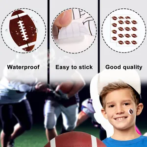 Detailed features of waterproof football stickers showing easy application on skin