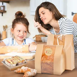 Autocollants ronds en papier Kraft avec texte 'Handmade with Love' pour emballages