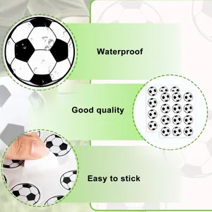 Detail view showing waterproof soccer stickers with easy-to-peel adhesive backing