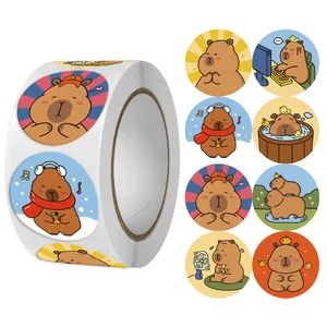 500 Stück niedliche Capybara Cartoon runde Siegelaufkleber für Geschenkverpackung Etiketten