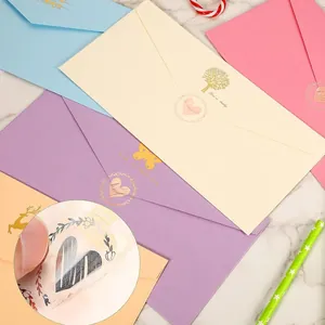 20pcs gold heart envelope seal stickers with transparent decorative labels for card mailing