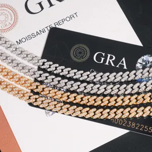 6mm single row moissanite cuban link necklace for men in gold and silver finish