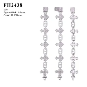 S925 sterling zilveren moissanite hiphoparmband met iced out kruis- en linkontwerp