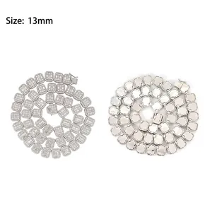 Collar de lujo de plata de ley 925 de 13mm con moissanita cadena cubana para hombre