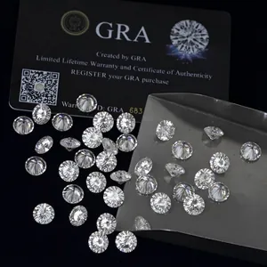 Pierres de moissanite en vrac taille ronde 16 cœurs et 16 flèches, clarté VVS supérieure