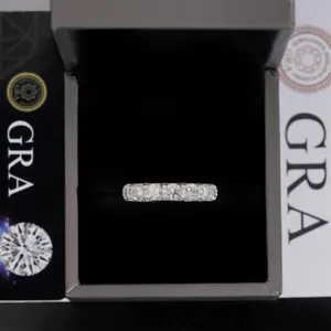 Elegant 925 sterling silver ring featuring a full eternity band of 4mm moissanite stones