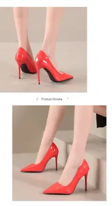 Vue détaillée des escarpins sexy en cuir verni rouge avec talon aiguille de 12 cm
