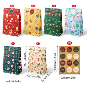 Dimensions et spécifications détaillées des sacs cadeaux de Noël en papier kraft avec autocollants