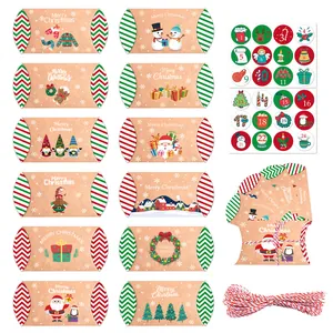 Set completo di 24 scatole regalo Kraft per calendario dell'Avvento con adesivi e spago