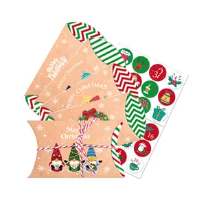 Set di scatole regalo calendario dell'Avvento in carta kraft con 24 numeri adesivi