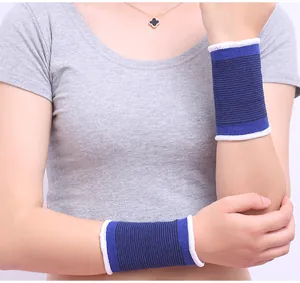 Detail view of blue breathable compression sports wristbands for basketball and running activities.