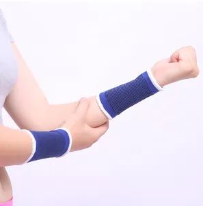 Close-up of blue breathable sports wristbands on arm for basketball and running