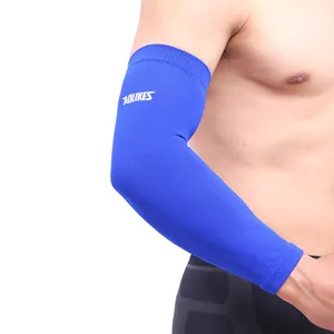 Professional blue sports compression arm sleeve for basketball and cycling fitness