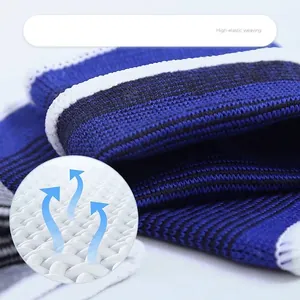 Breathable blue and black striped sports wristband with high-elastic weaving texture view