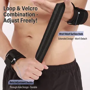 Adjustable fitness lifting straps with wrist support and metal buckle